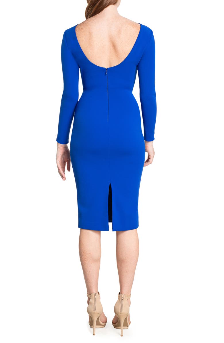Dress the Population Emery Low Back Long Sleeve Body-Con Midi Dress, Alternate, color, 