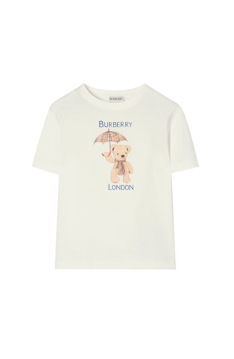 Burberry London Bear Cotton T-shirt, Main, color, Chalk White