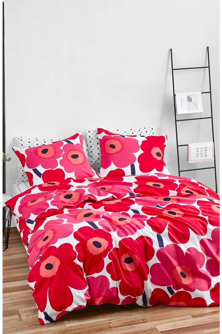 Unikko Comforter & Sham Set, Alternate, color, RED