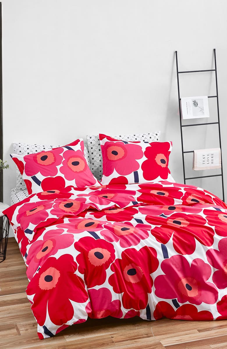 Marimekko Unikko Comforter & Sham Set, Alternate, color, Red