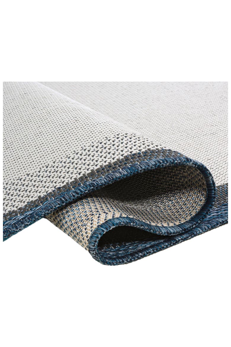 Wyatt Modern Rustic Abstract Indoor/Outdoor Shaped Area Rug, Alternate, color, Cream/Navy