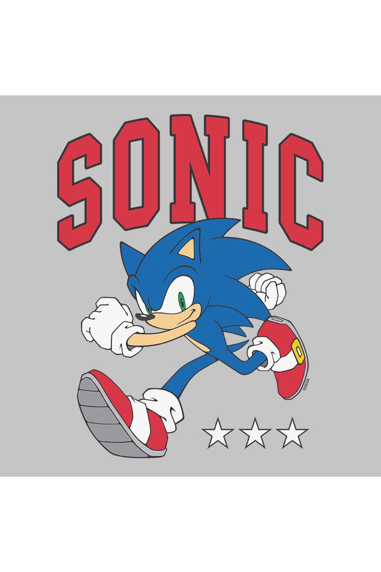 Juniors Sonic the Hedgehog Three Stars Running T Shirt, Alternate, color, Athletic Heather