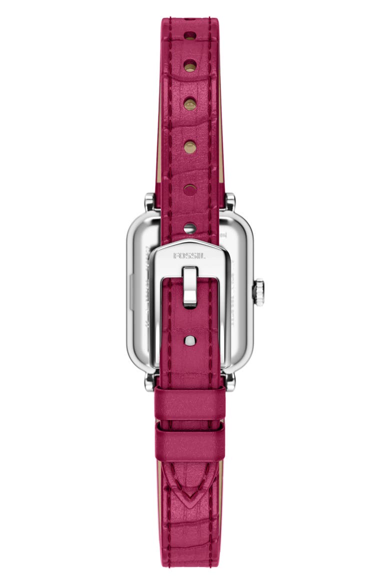Mini Raquel Heart Tank Leather Strap Watch, 18mm x 29mm, Alternate, color, WHITE/ PINK