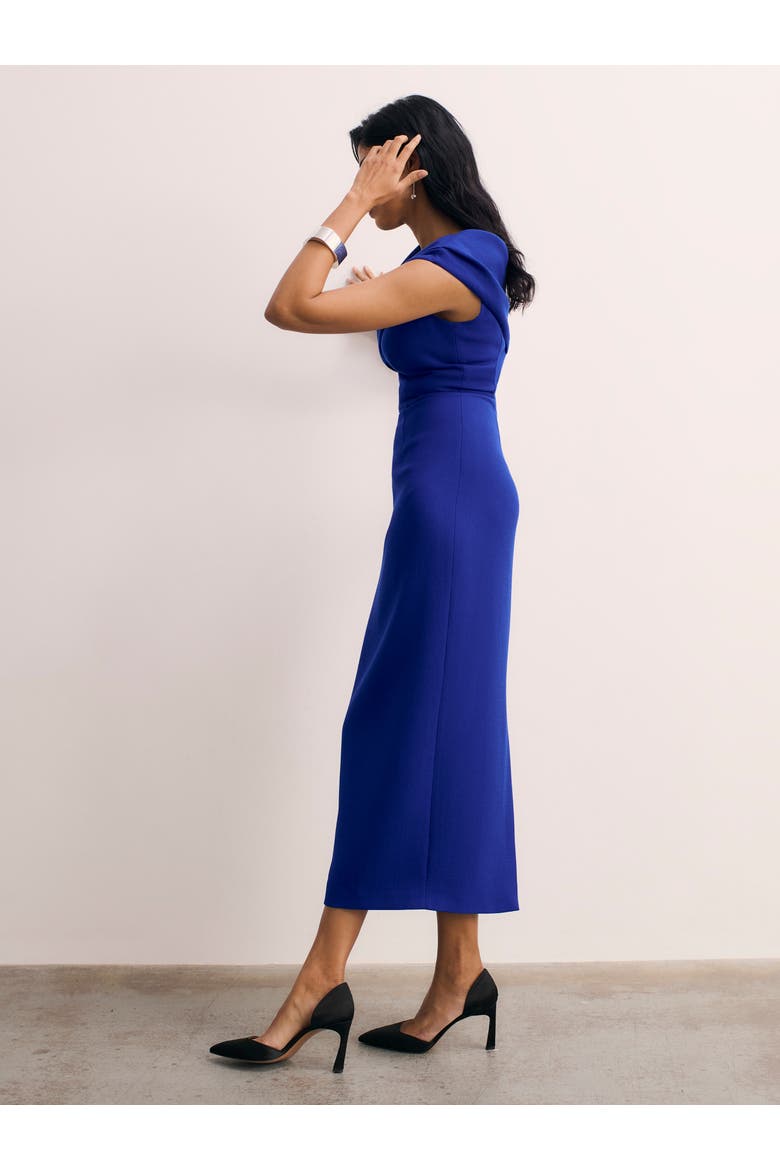 Bodycon Short Sleeve V-Neck Midi Dress, Alternate, color, Blue