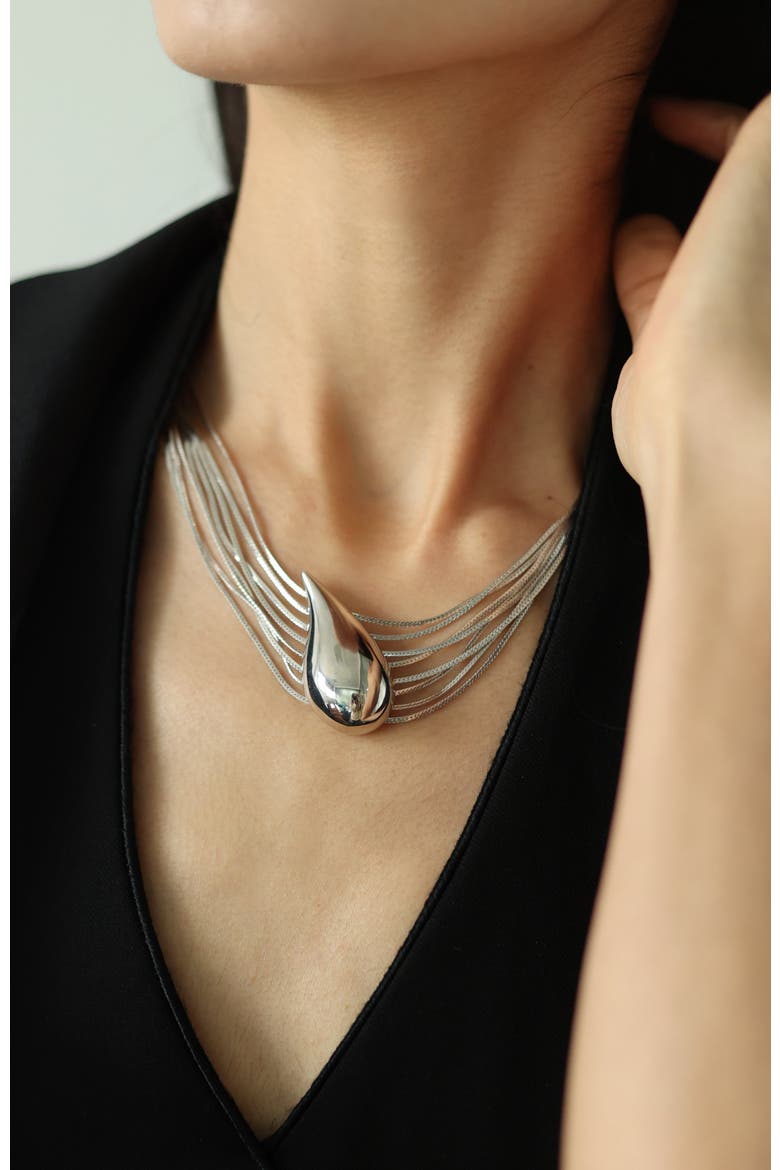 Droplet Necklace, Alternate, color, Silver