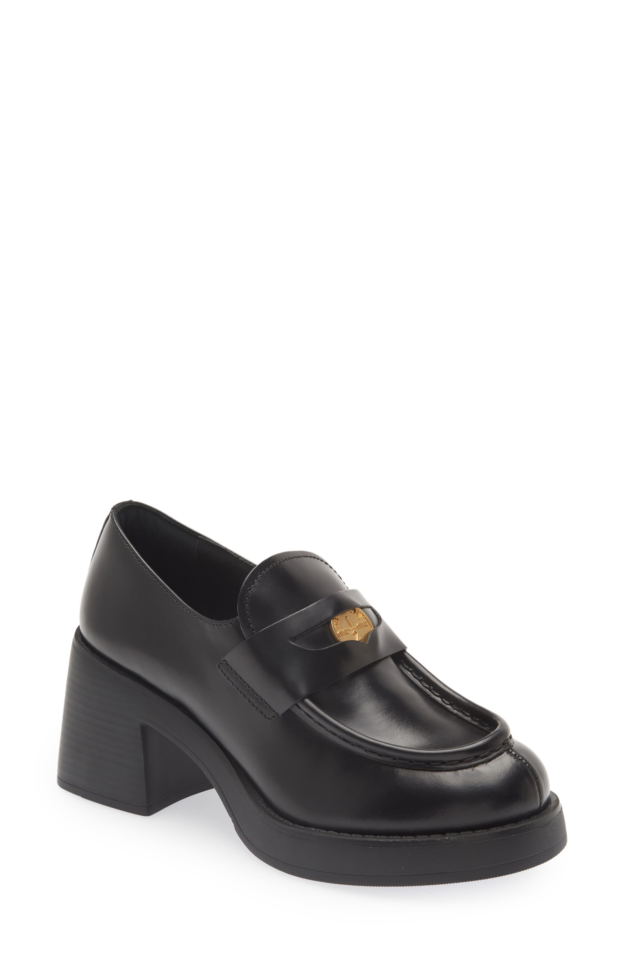 Miu Miu Block Heel Penny Loafer, Main, color, 