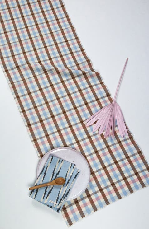 Handwoven Classic  Plaid Cotton Table Runner