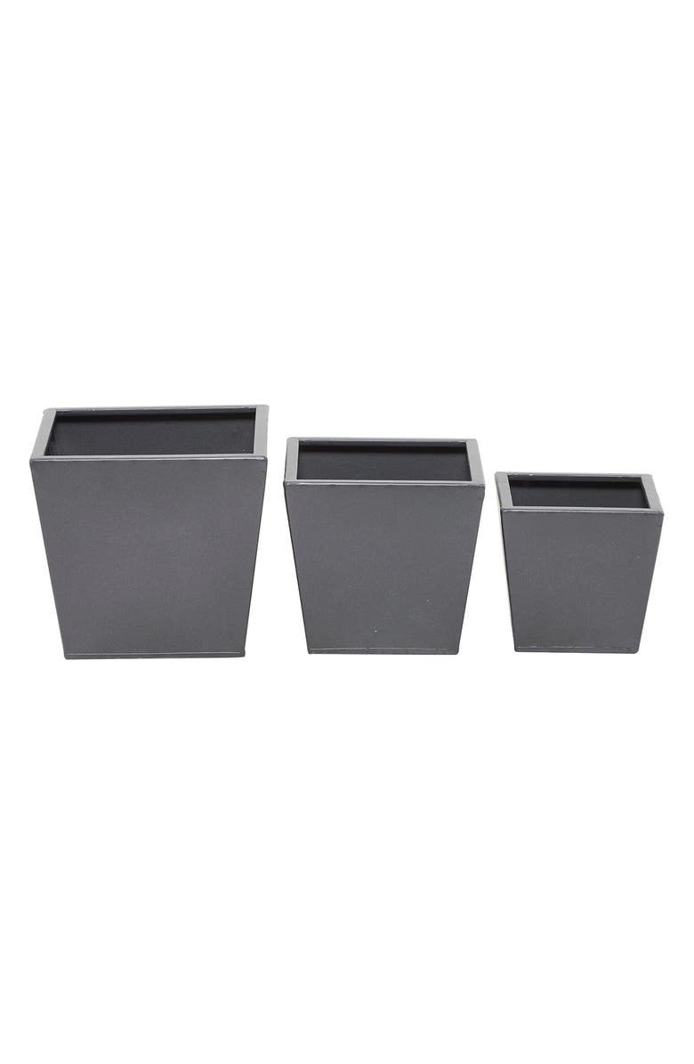 VIVIAN LUNE HOME Gray Metal Modern Planter - Set of 3, Main, color,