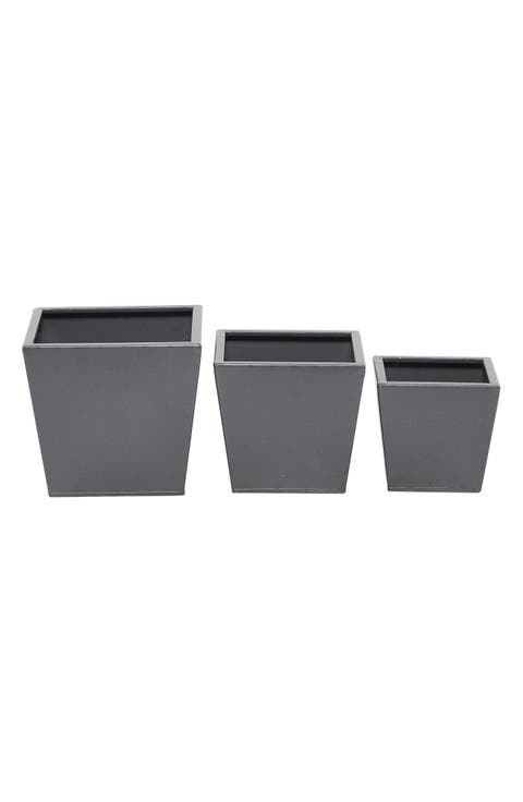 Gray Metal Modern Planter - Set of 3
