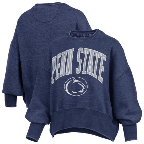 Women's Pressbox Navy Penn State Nittany Lions Oversized Waist-Length Crewneck Sweatshirt