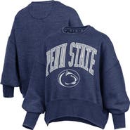 PRESSBOX Women's Pressbox Navy Penn State Nittany Lions Oversized Waist-Length Crewneck Sweatshirt