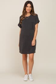 PinkBlush Ribbed Front Pocket Dolman Short Sleeve Dress