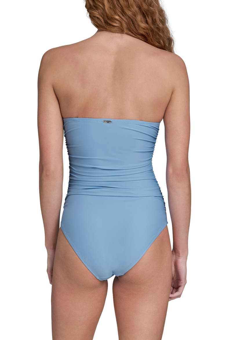 Shirred Bandeau One-Piece Swimsuit, Alternate, color, GULF BLUE