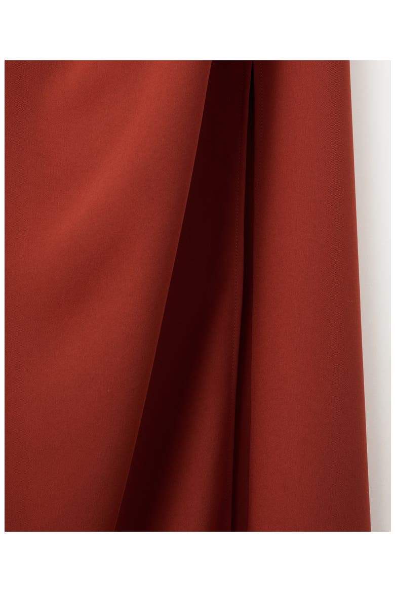 Side Ruched Asymmetric Midi Dress, Alternate, color, BURNT ORANGE