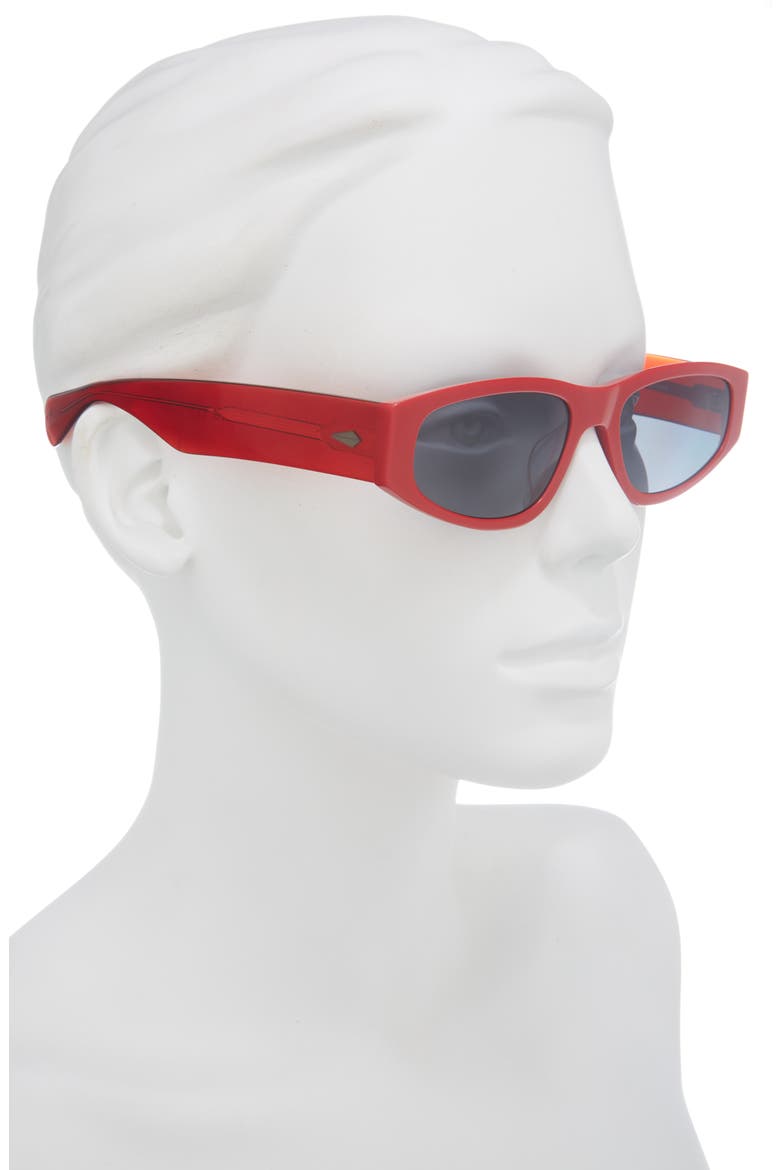 55mm Oval Sunglasses, Alternate, color, RED