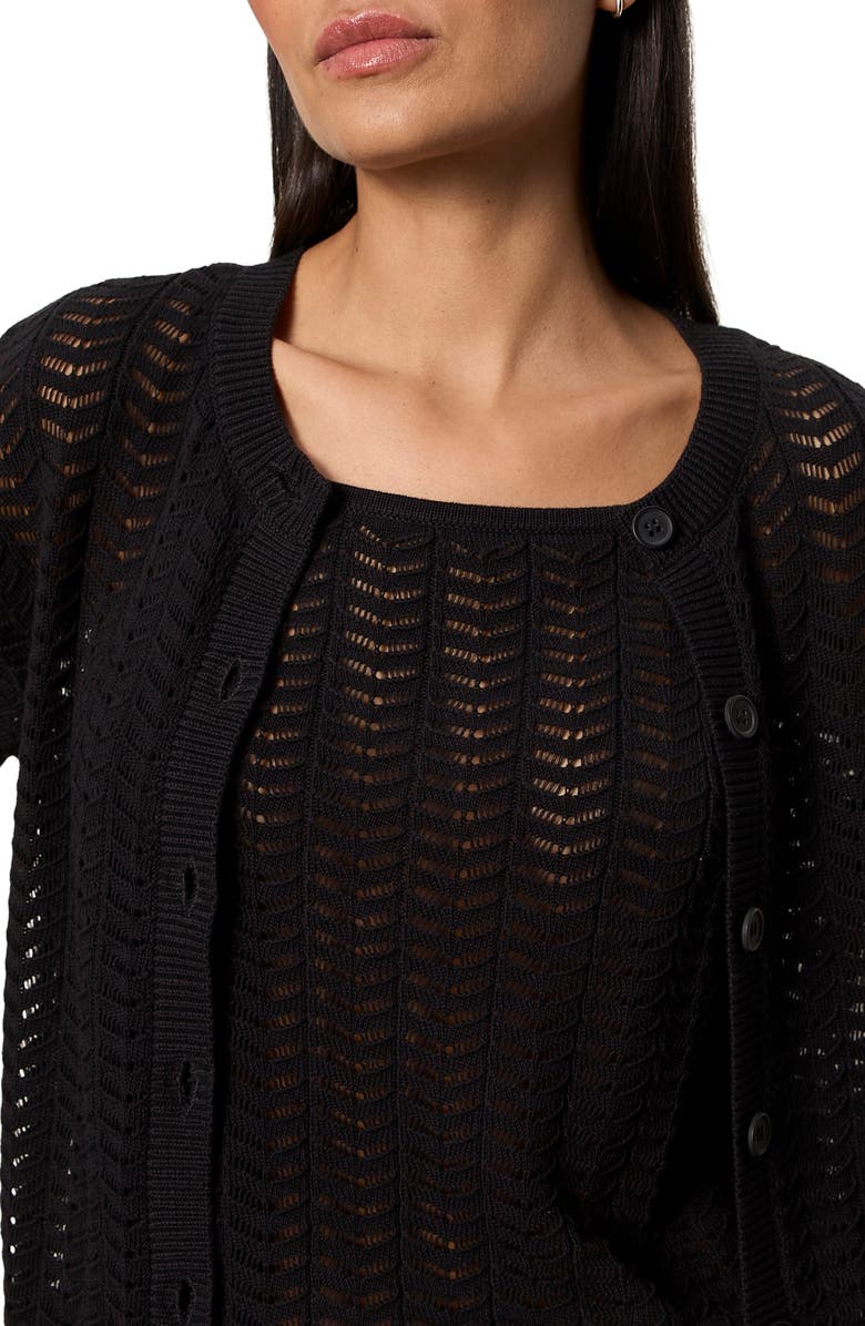 Sanctuary For Keeps Pointelle Cardigan, Alternate, color, Black