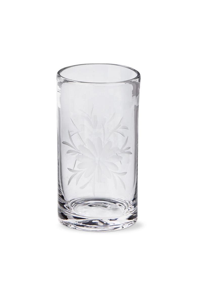 Fleur Etched Glass Tumbler Clear Drinkware for Summer, Main, color, Clear