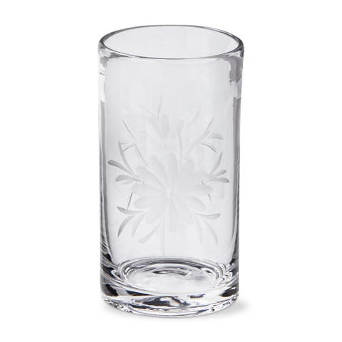 Fleur Etched Glass Tumbler Clear Drinkware for Summer