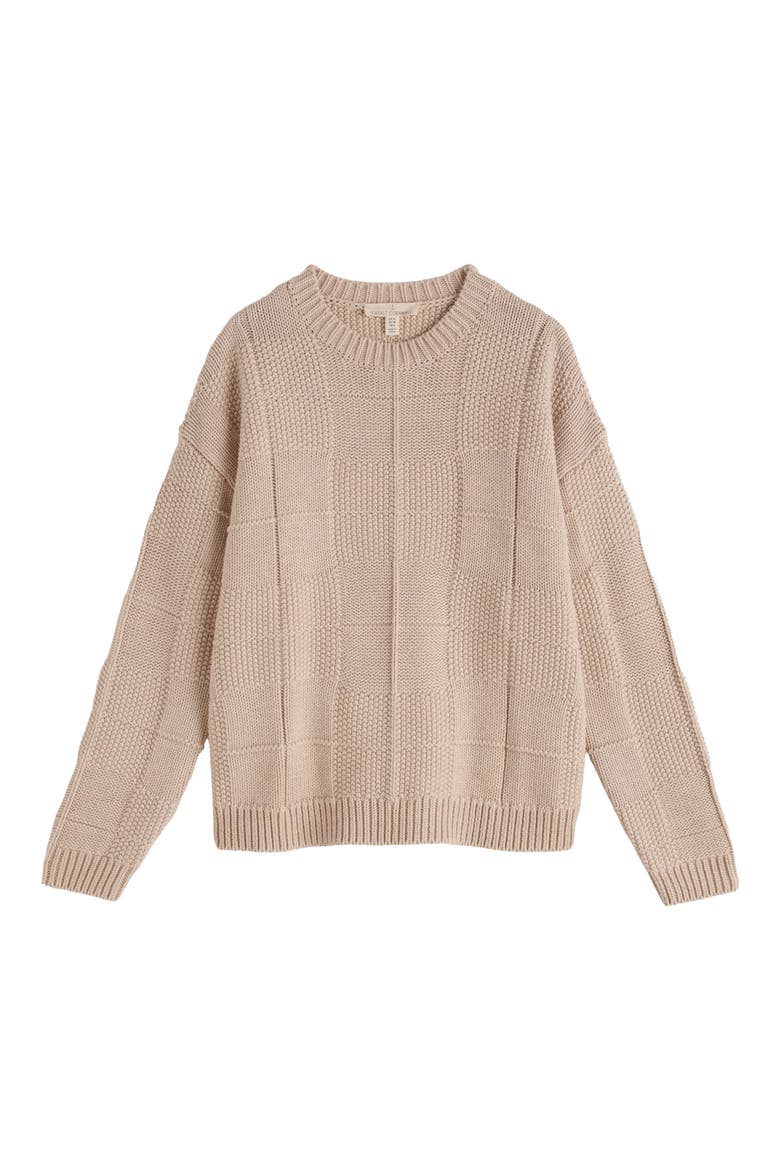Hedge Rock Check Stitch Organic Cotton Blend Sweater, Alternate, color, KNIT MELANGE ARAN
