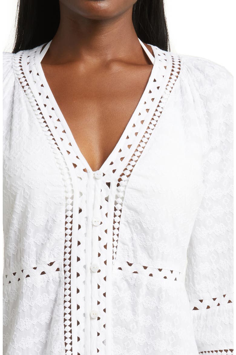 Daeja Embroidered Cotton Cover-Up Dress, Alternate, color, WHITE