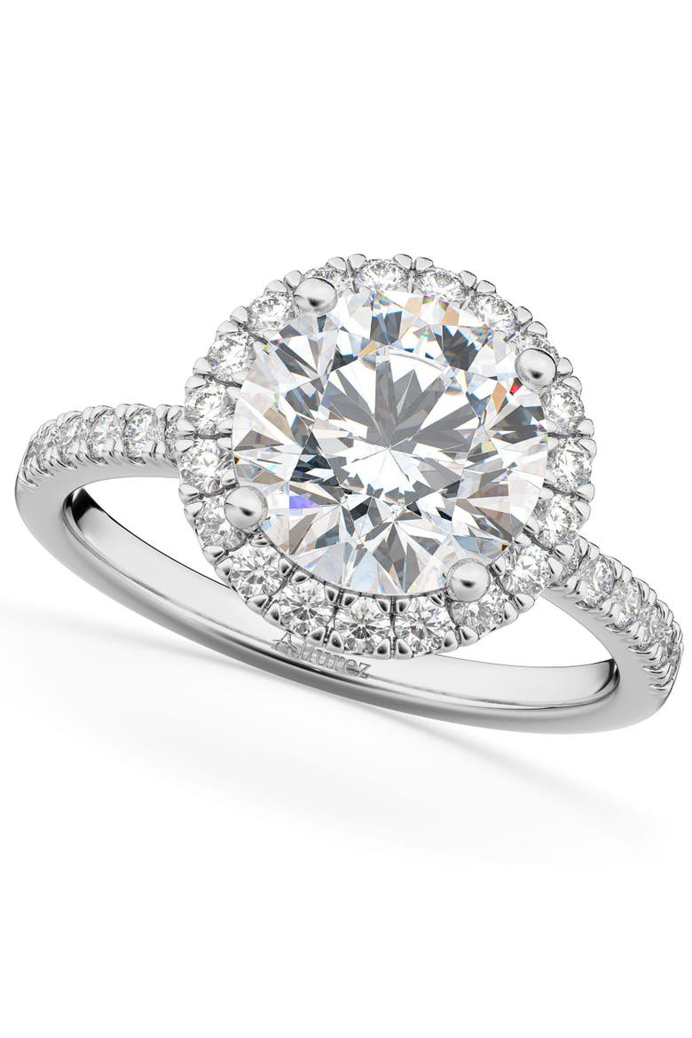 Round Halo Diamond Engagement Ring 14K, Main, color, 2.50ct/White Gold