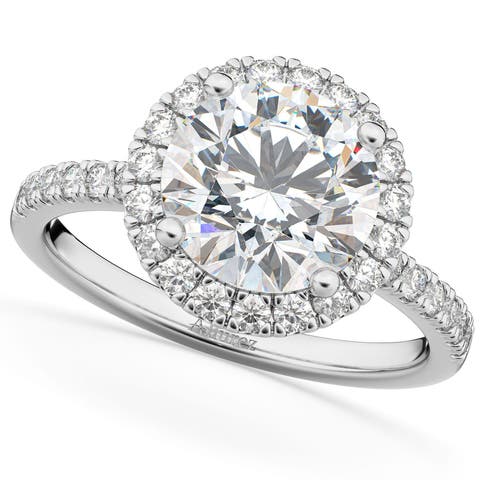 Round Halo Diamond Engagement Ring 14K