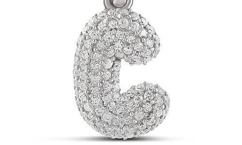 Shymi Mini Pavé Bubble Initial Pendant Necklace In Metallic