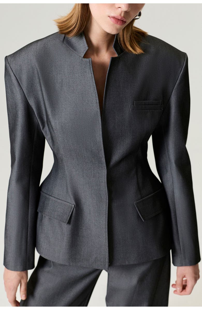 Nocturne Structured Padded High-Neck Jacket, Alternate, color, Anthracite