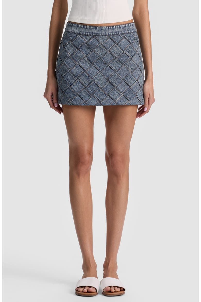 Rubi Woven Denim Miniskirt, Main, color, INDIGO