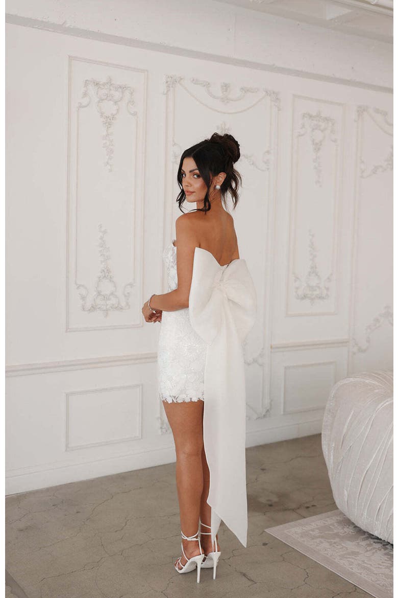 Rosalie Bow Mini Dress, Alternate, color, Ivory