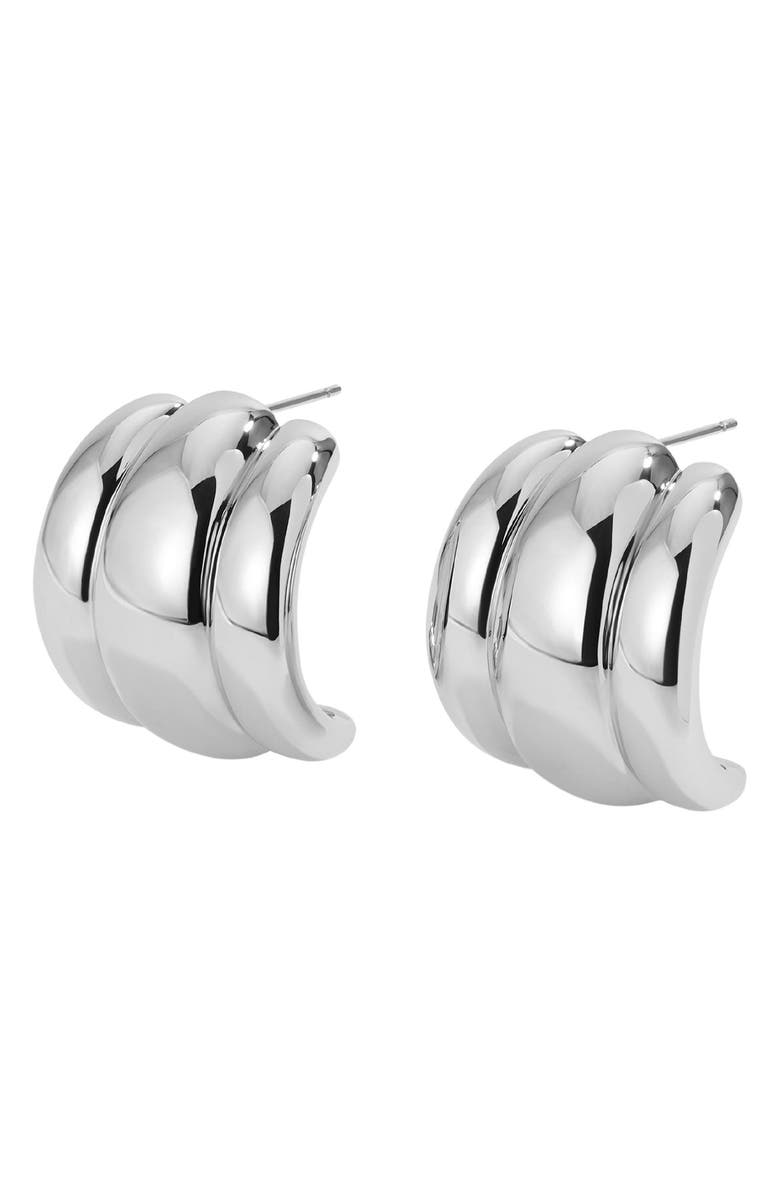 LILI CLASPE Elsa Shield Half Hoop Earrings, Alternate, color, Silver