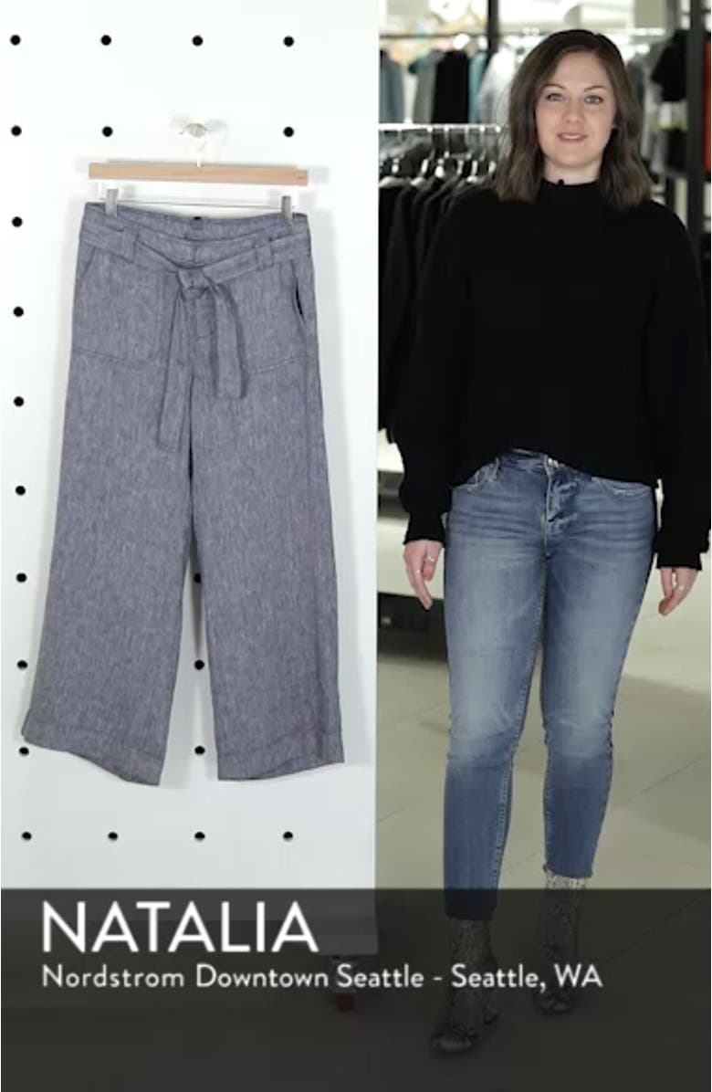 Wide Leg Crop Linen Pants, sales video thumbnail
