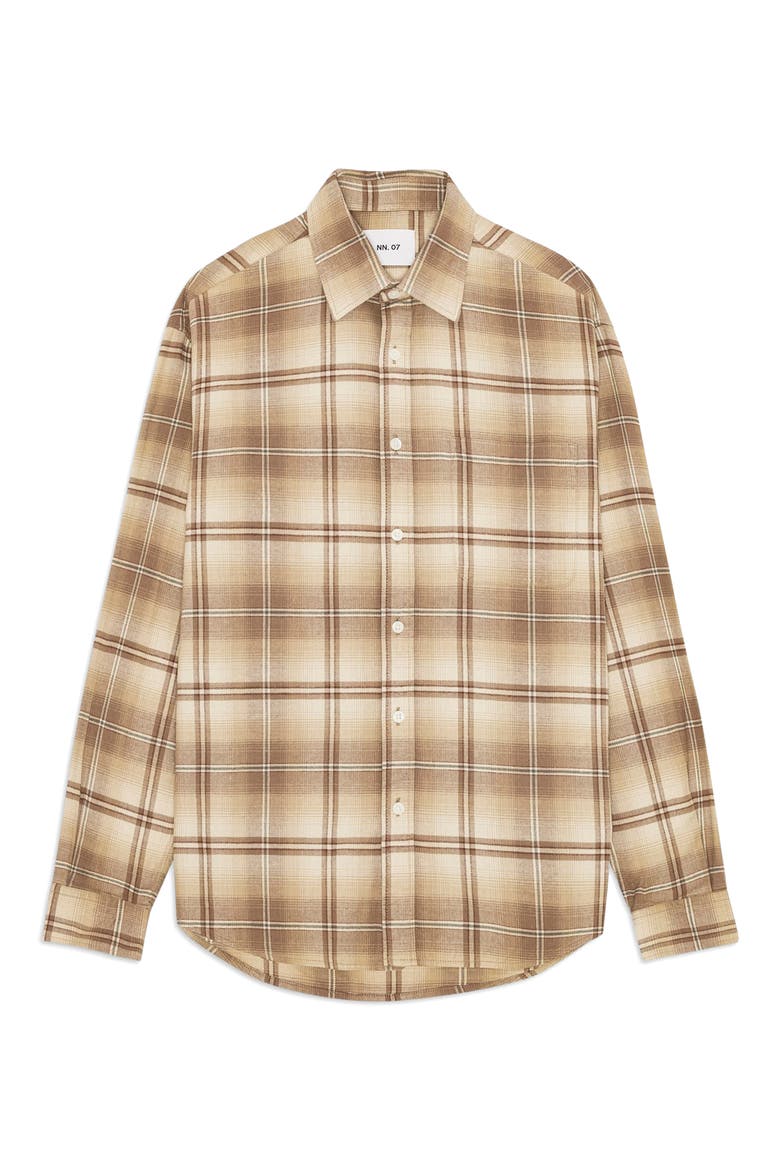 Deon 5465 Organic Cotton Button-Up Shirt, Alternate, color, CAMEL CHECK
