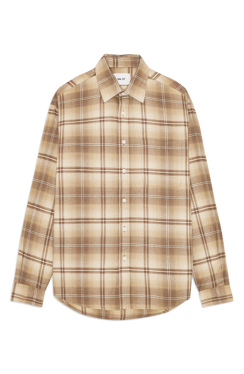NN07 Deon 5465 Organic Cotton Button-Up Shirt, Alternate, color, Camel Check