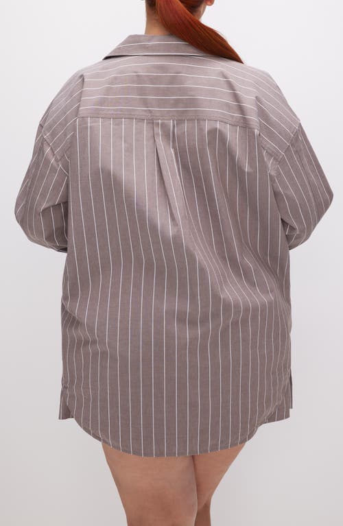 GOOD AMERICAN GOOD AMERICAN OVERSIZE STRIPE STRETCH COTTON POPLIN BUTTON-UP SHIRT 