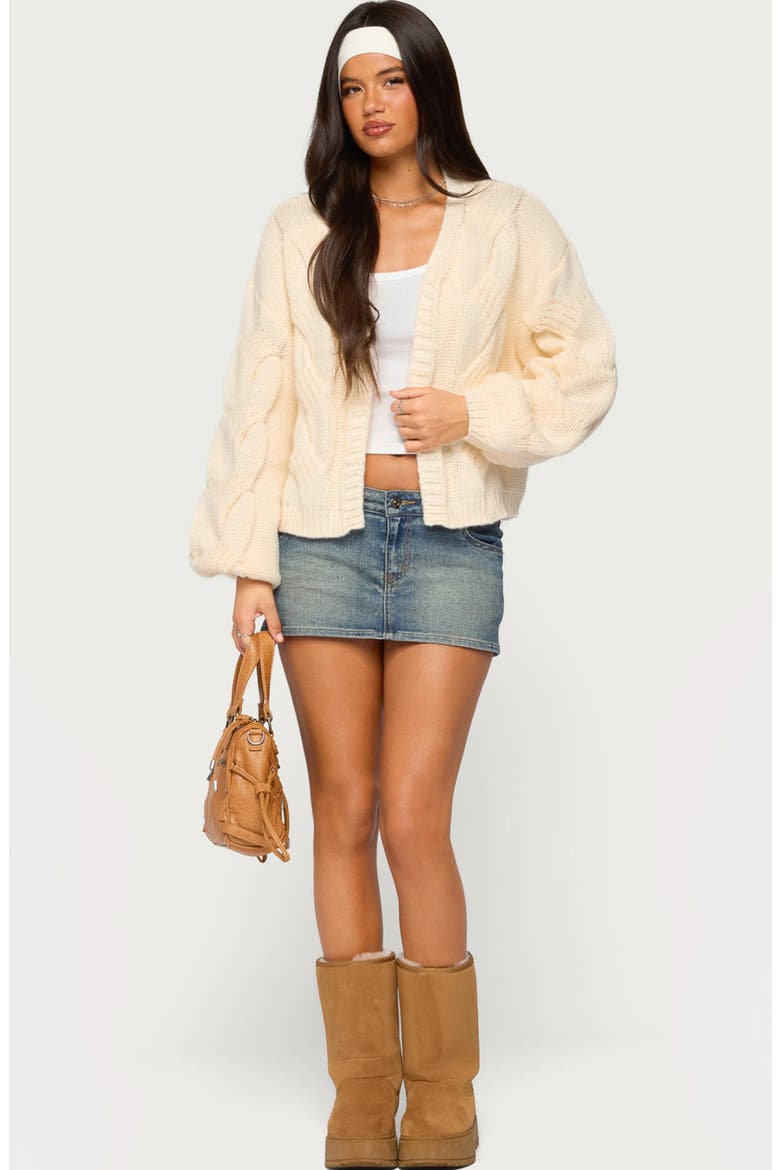 Braiden Chunky Cable Knit Cardigan, Alternate, color, CREAM