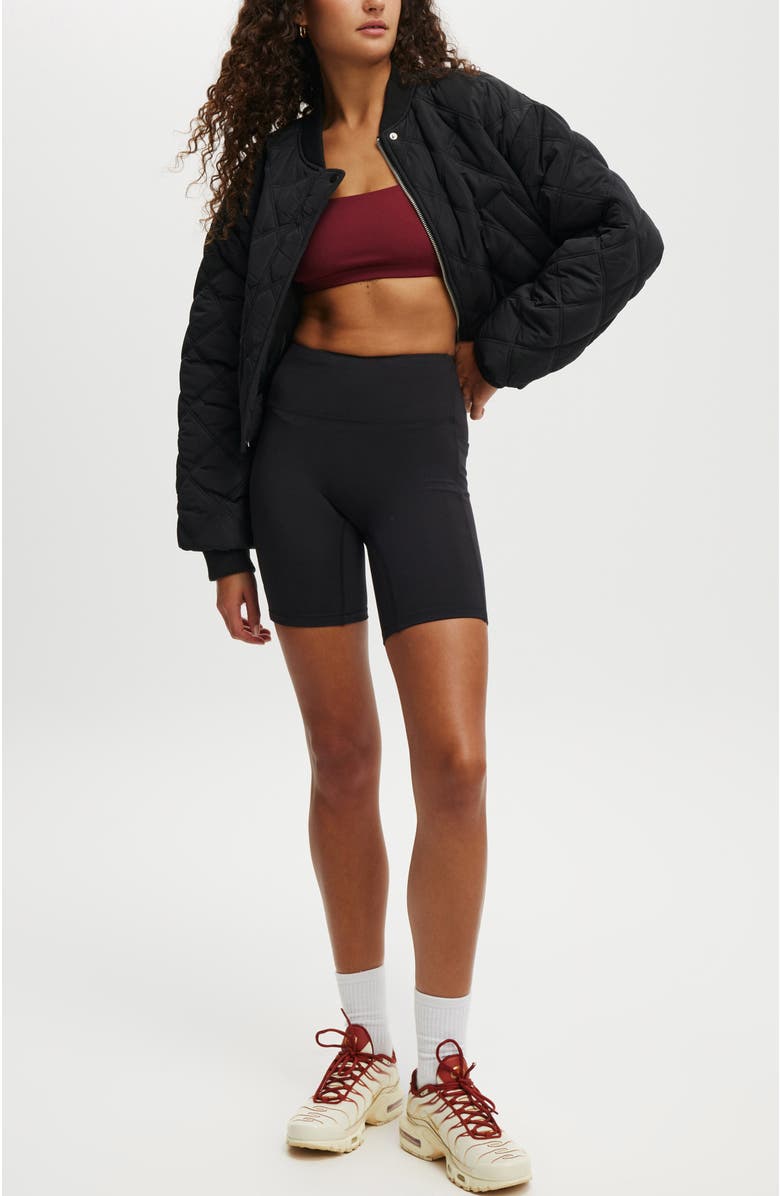 COTTON ON BODY Women's Active Quilted Rib Bomber Jacket, Alternate, color,