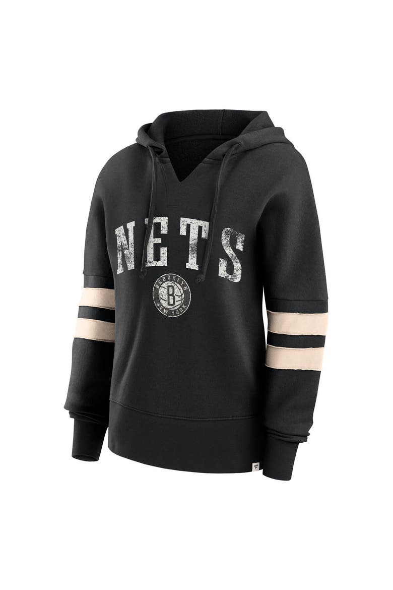 Women's Fanatics Black Brooklyn Nets Bold Move Dolman V-Neck High Hip Hoodie, Alternate, color, Black