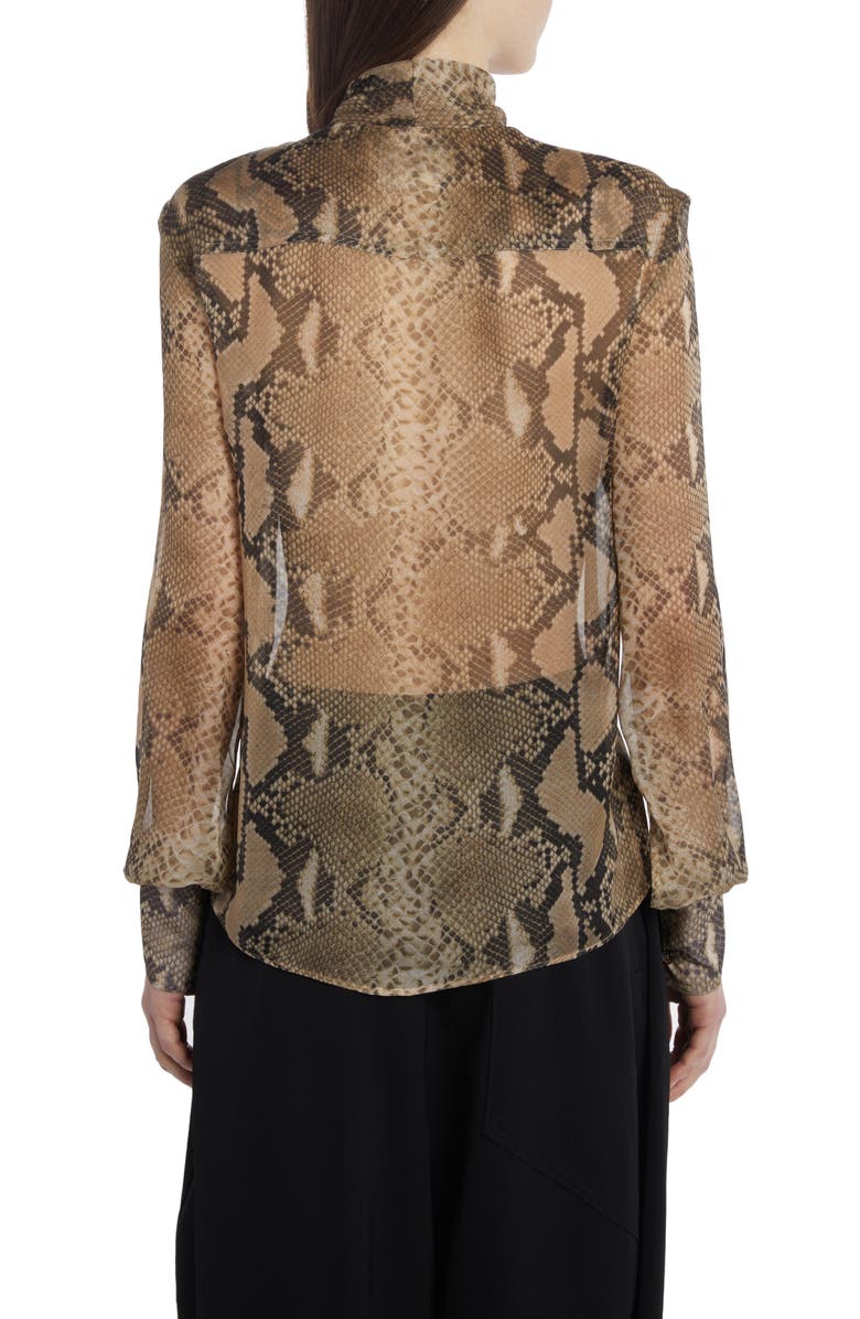 Stella McCartney Python Print Sheer Silk Blouse, Alternate, color, 