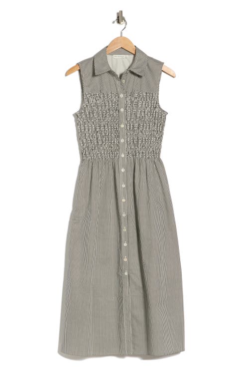 Smocked Sleeveless Shirtdress