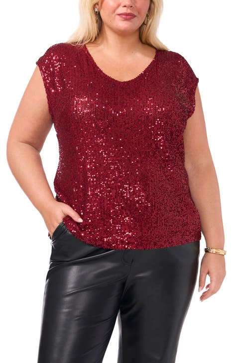 Plus size red party tops hotsell