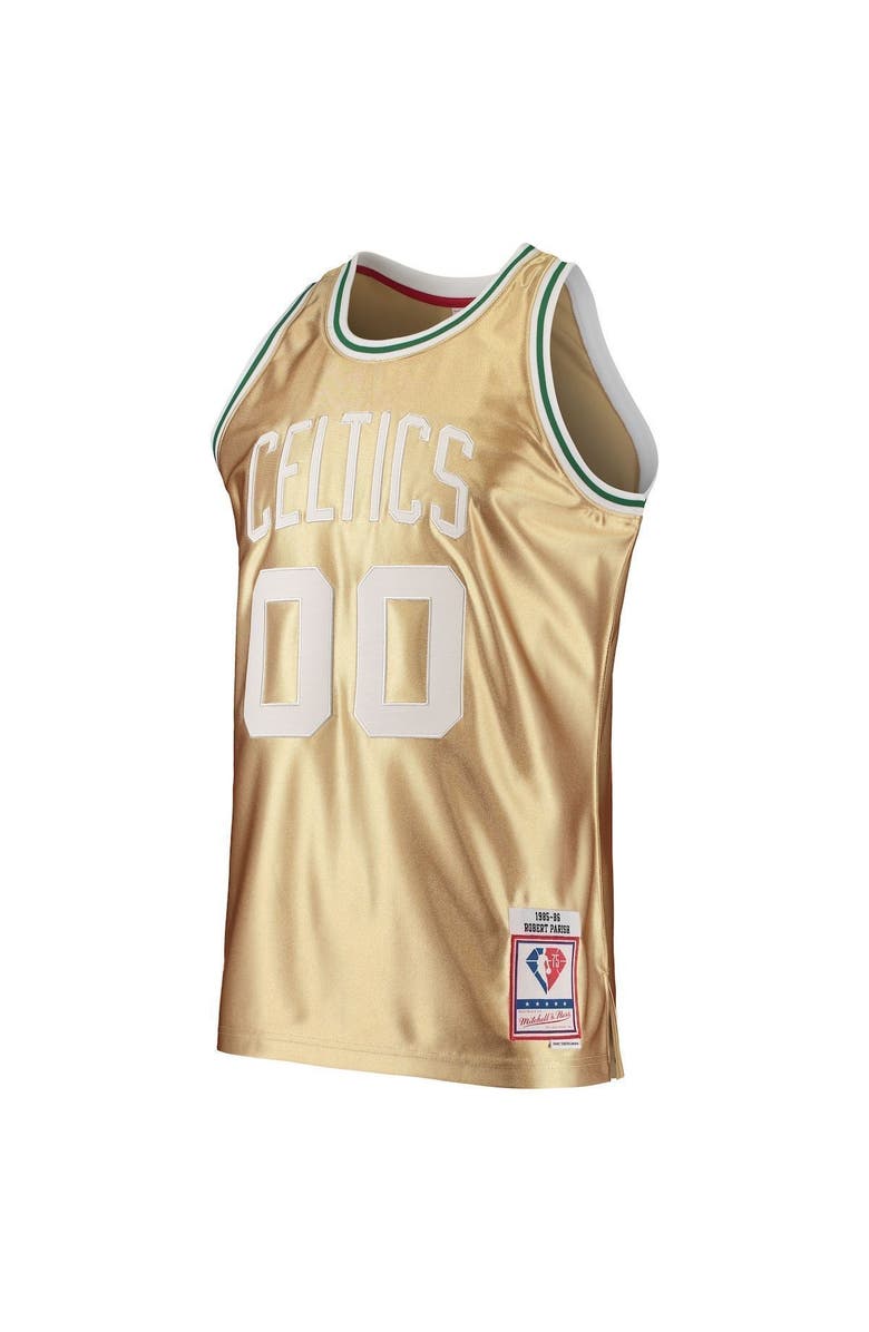 Mitchell & Ness Men's Mitchell & Ness Robert Parish Gold Boston Celtics 75th Anniversary 1985-86 Hardwood Classics Swingman Jersey, Alternate, color, 