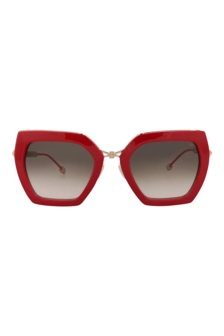 53mm Geometric Sunglasses, Main, color, RED GOLD BROWN