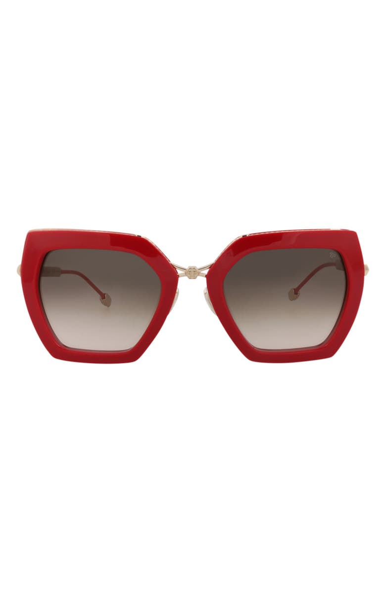 PHILIPP PLEIN 53mm Geometric Sunglasses, Main, color, Red Gold Brown