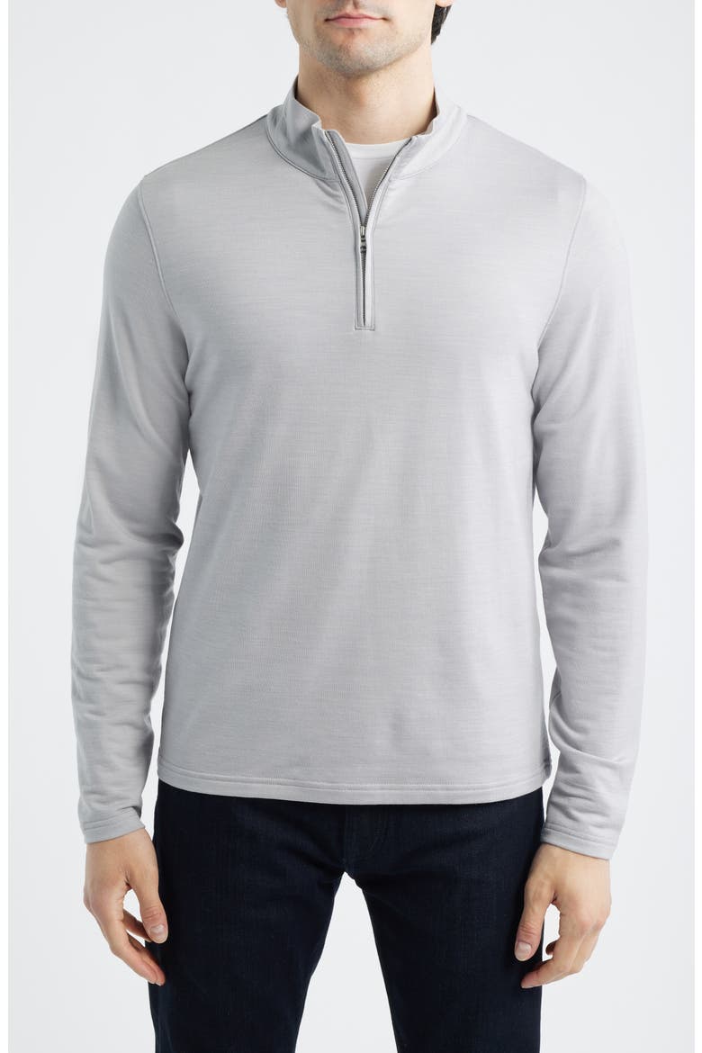Crown Crafted Excursionist Flex Merino Wool Blend Quarter Zip, Main, color, GREY HEATHER