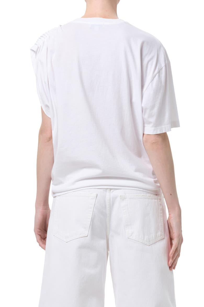 Roma Ruched Sleeve Organic Cotton T-Shirt, Alternate, color, WHITE