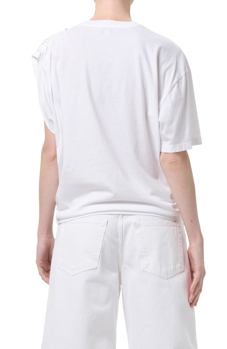 AGOLDE Roma Ruched Sleeve Organic Cotton T-Shirt, Alternate, color, White