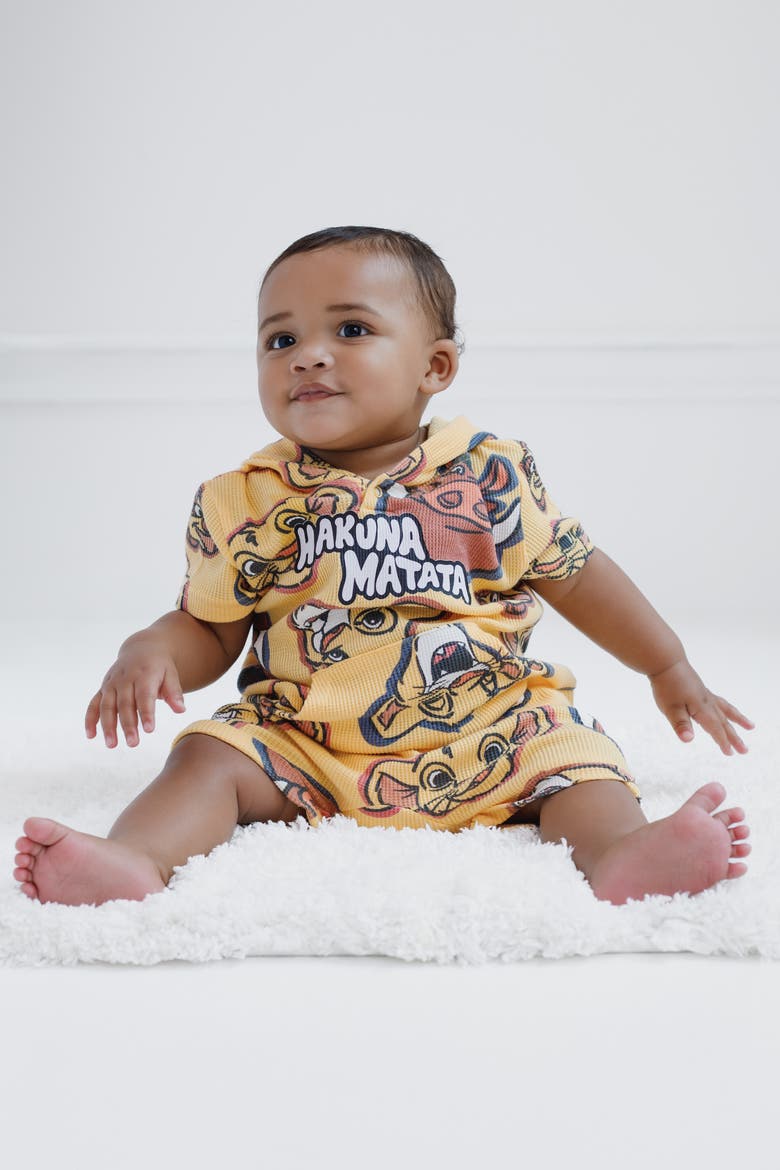 Lion King 2-Piece Waffle Hooded Tee and Shorts Set, Alternate, color, Lion King Yellow