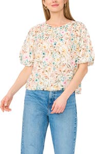Vince Camuto Floral Puff Sleeve Top