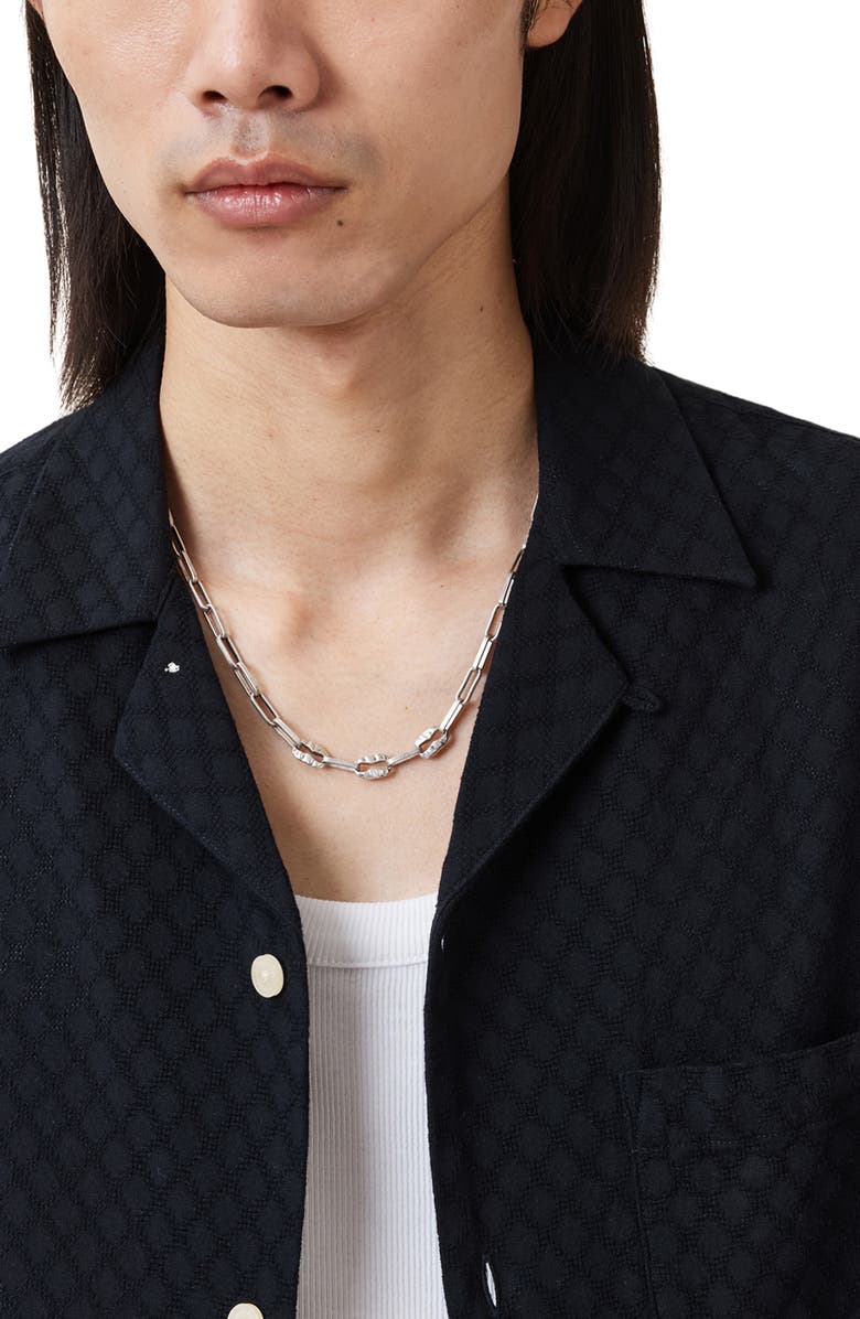 AllSaints Men's Hammered Chain Link Necklace, Alternate, color, Warm Silver